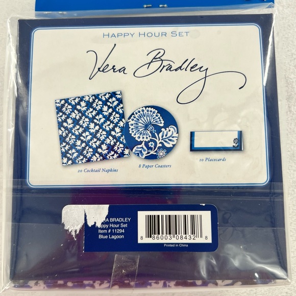 NWT Vera Bradley Blue Lagoon Happy Hour Set - Picture 4 of 7